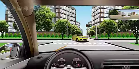 如图所示，驾驶机动车直行通过路口，遇对向车辆左转时，让已在路口内的左转车辆优先通过路口。
