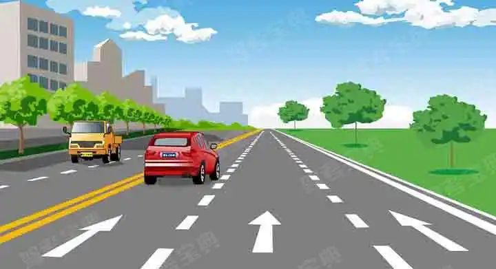 这段道路红车所在车道是什么车道？