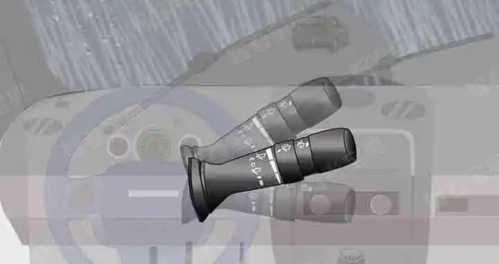 上下扳动这个开关前风窗玻璃刮水器开始工作。