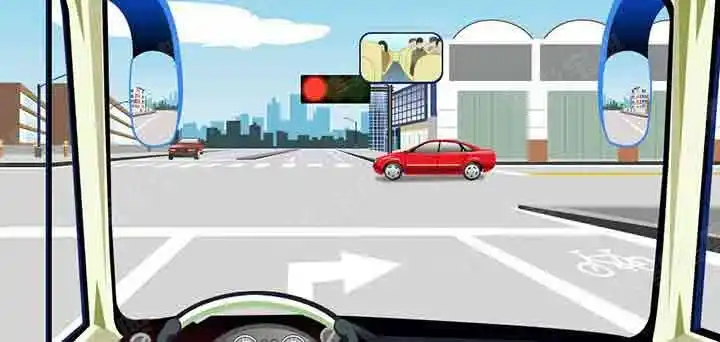 驾驶机动车在这个路口怎样右转弯行驶？